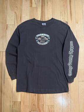 Vintage Orange County Choppers Big Face Buff Bulldog Graphic Long Sleeve Shirt